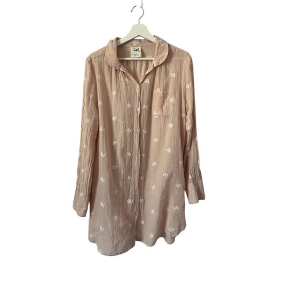 Anthropologie Mermaid Shoreward Beach Pink Embroidered Cover Up size Medium - Picture 1 of 9